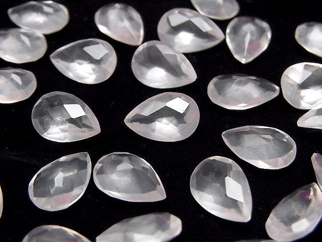 Hochwertiger Madagaskar Rosenquarz AAA Lose Stein Tropfenform Facettiert 12x8mm 4 Stück