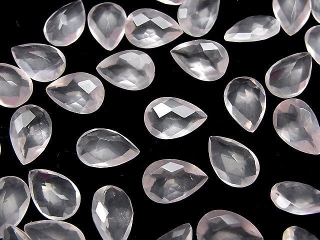 Hochwertiger Madagaskar Rosenquarz AAA Lose Stein Tropfenform Facettiert 12x8mm 4 Stück