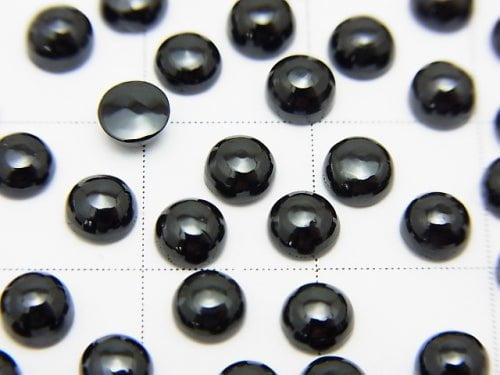 Hochwertiger schwarzer Spinell AAA Rund Cabochon 4x4mm 10 Stück