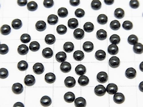 Hochwertiger schwarzer Spinell AAA Rund Cabochon 4x4mm 10 Stück