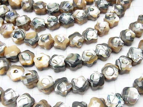 Abalone Shell Faceted Star (Both Side Finish )10x10x7mm half or 1strand beads (aprx.15inch/38cm)