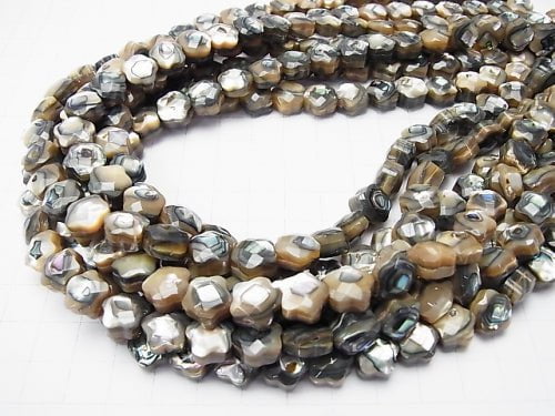 Abalone Shell Faceted Star (Both Side Finish )10x10x7mm half or 1strand beads (aprx.15inch/38cm)