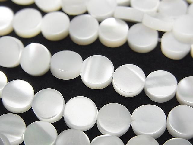 Mother of Pearl (MOP) White Coin 6x6x3mm 1-strand beads (approx. 15 inches/38 cm)