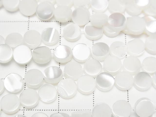 Mother of Pearl (MOP) White Coin 6x6x3mm 1-strand beads (approx. 15 inches/38 cm)