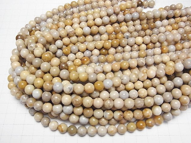 Fossilkoralle Rund 8mm 1strang Perlen (ca. 15 Zoll / 37 cm)