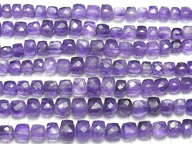 Hochwertiger hellfarbiger Amethyst AA++ Würfelform halb oder 1strang Perlen (ca. 7 Zoll / 18 cm)
