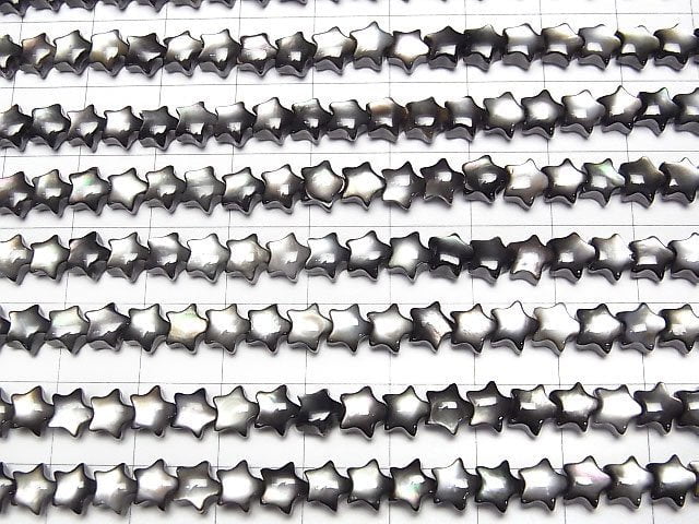 Hochwertige schwarze Muschel (Schwarzlippen-Auster) AAA Stern 6x6mm 1 Strang oder 1 Strang Perlen (ca. 15 Zoll / 38 cm)