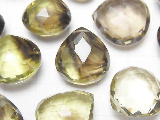 High Quality Lemon x Smoky Quartz AAA Chestnut Faceted Briolette 3pcs