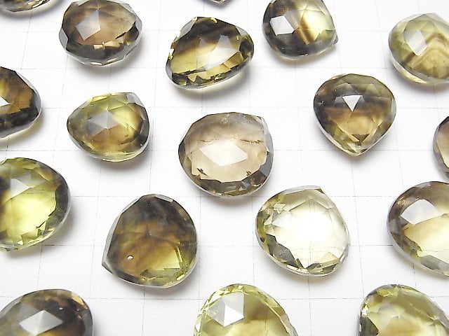 Hochwertiger Zitronen- und rauchiger Quarz AAA Kastanienform facettierte Briolette 3 Stück