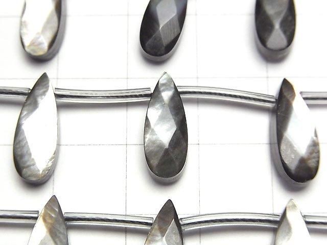 Hochwertige schwarze Muschel (Schwarzlippen-Auster) AAA facettierte Birnenform 16x6mm 1/4 oder 1Strang Perlen (ca. 15 Zoll / 38 cm)