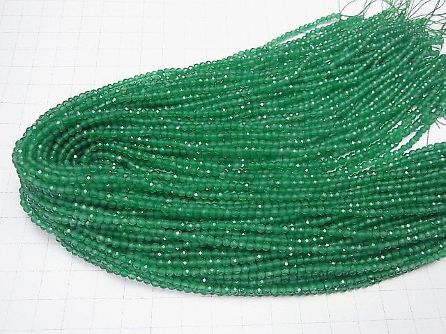 Hochwertig! Grüner Onyx AAA facettierte Runde 3mm 1Strang Perlen (ca. 15 Zoll / 37 cm)