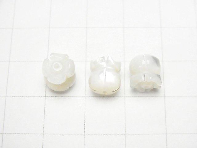 高品質白蝶貝(銀唇蠔)AAA 鈴蘭花紋 8x7.5x7.5mm 4顆