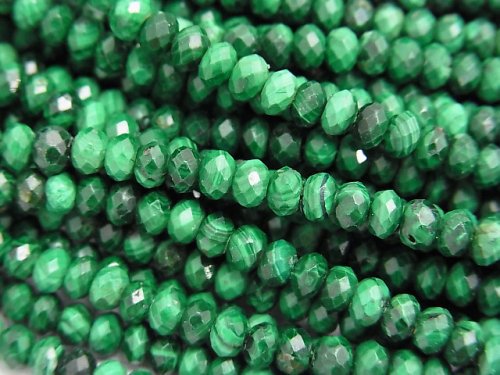 High Quality! Malachite AAA- Faceted Button Rondelle 4x4x3mm 1strand beads (aprx.15inch/38cm)