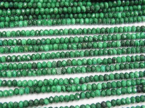 High Quality! Malachite AAA- Faceted Button Rondelle 4x4x3mm 1strand beads (aprx.15inch/38cm)