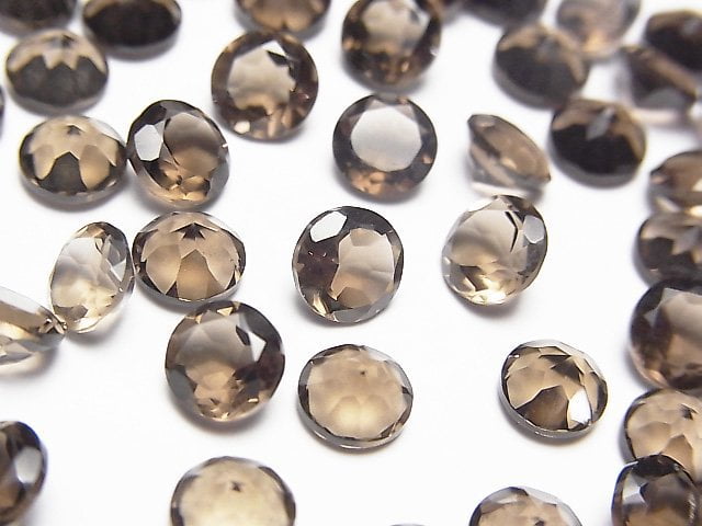Hochwertiger rauchiger Quarz AAA lose Steine Runde facettiert 6x6mm 10Stück
