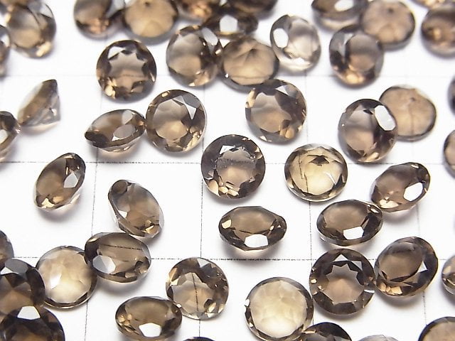 Hochwertiger rauchiger Quarz AAA lose Steine Runde facettiert 6x6mm 10Stück