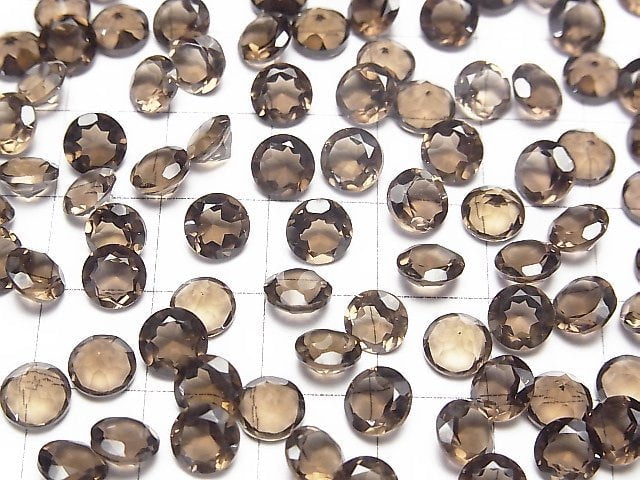 Hochwertiger rauchiger Quarz AAA lose Steine Runde facettiert 6x6mm 10Stück