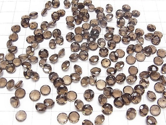 Hochwertiger rauchiger Quarz AAA lose Steine Runde facettiert 6x6mm 10Stück