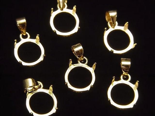 Silver 925 Pendant Frame, Round 8mm, 18KGP, 1pc