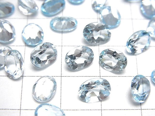 Hochwertiger himmelblauer Topas AAA lose Stein oval facettiert 8x6mm 5 Stück