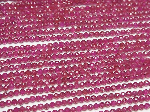 Hochwertig! Laborgezüchteter Rubin AAA Facettierte Rund 3mm 1 Strang Perlen (ca. 15 Zoll / 38 cm)