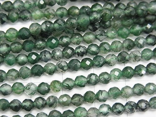 High Quality! 1strand $7.79! Moss Agate AAA Faceted Round 4mm 1strand beads (aprx.15inch/37cm)