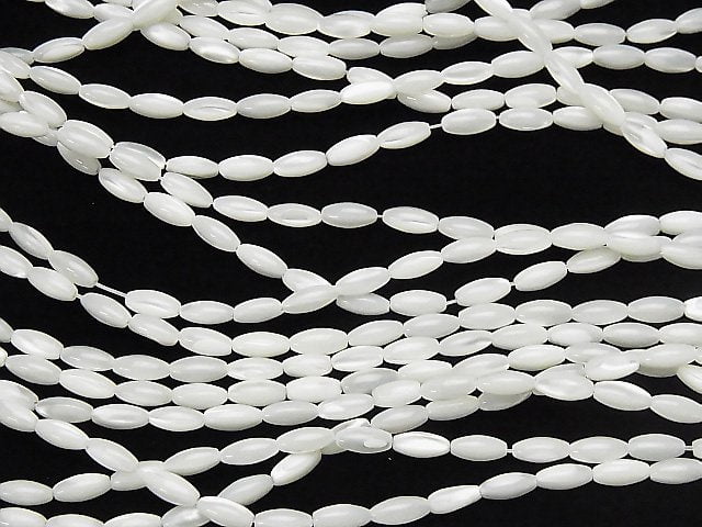 Mother of Pearl MOP White Rice 8x4x4mm 1strand beads (aprx.15inch / 37cm)