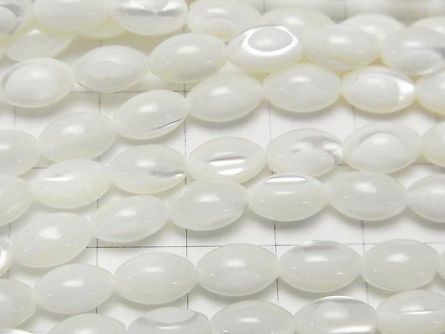 珍珠母貝 (MOP) 白米珠 9x6x6mm (約15英吋/37公分) 一串