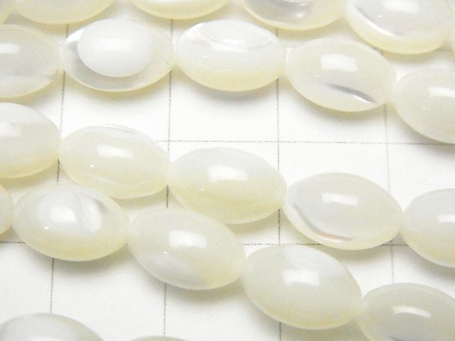 Nacre blanche en forme de grain de riz 10x7x7mm, 1 fil de perles (env. 37cm)