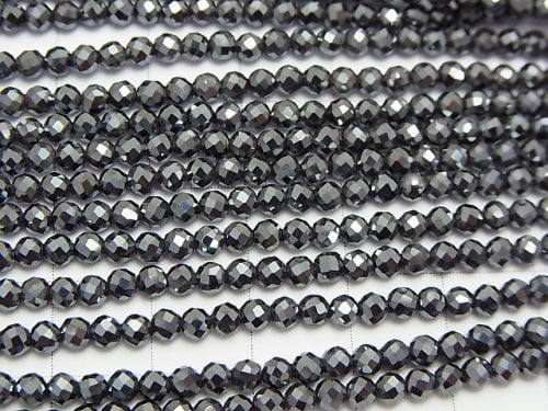 2 Stück $6.79! Hochwertig! Hämatit Facettierte Rund 3mm 1 Strang Perlen (ca. 15 Zoll / 38 cm)