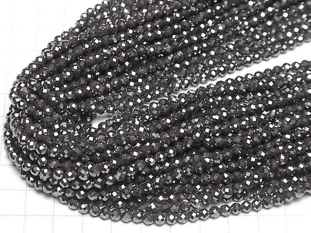 High Quality! 2pcs $6.79! Hematite Faceted Round 4mm 1strand beads (aprx.15inch/36cm)