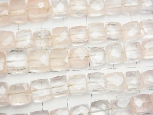 High Quality Rose Quartz AAA- Cube Shape half or 1strand beads (aprx.7inch/18cm)