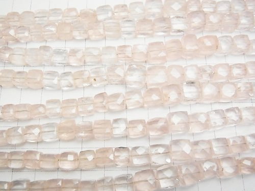 High Quality Rose Quartz AAA- Cube Shape half or 1strand beads (aprx.7inch/18cm)