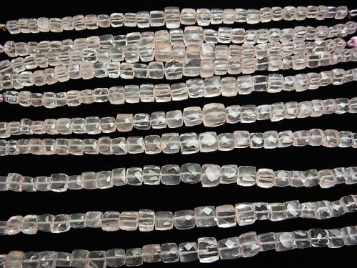 High Quality Rose Quartz AAA- Cube Shape half or 1strand beads (aprx.7inch/18cm)