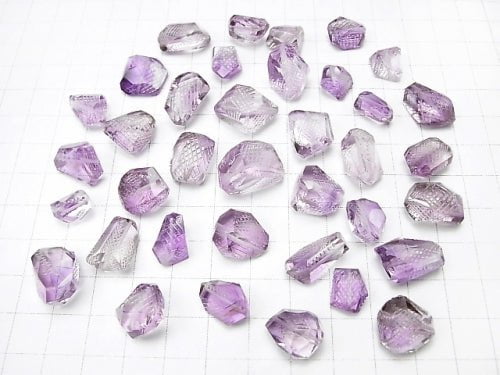 Hohe Qualität Rosenamethyst AAA geschnitzte facettierte Nugget 6 Stück