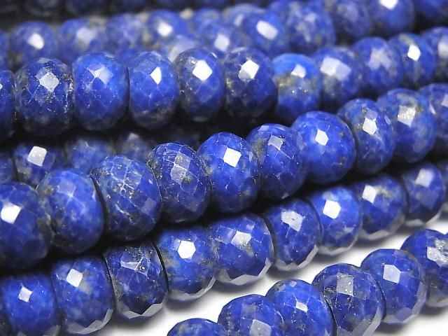 Hochwertig! Lapislazuli AA++ facettierte Knopf-Rondelle halb oder 1strang Perlen (ca. 15 Zoll / 36 cm)