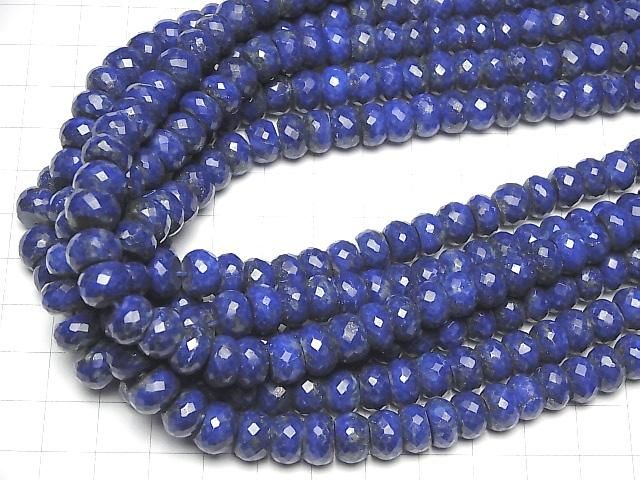 Hochwertig! Lapislazuli AA++ facettierte Knopf-Rondelle halb oder 1strang Perlen (ca. 15 Zoll / 36 cm)