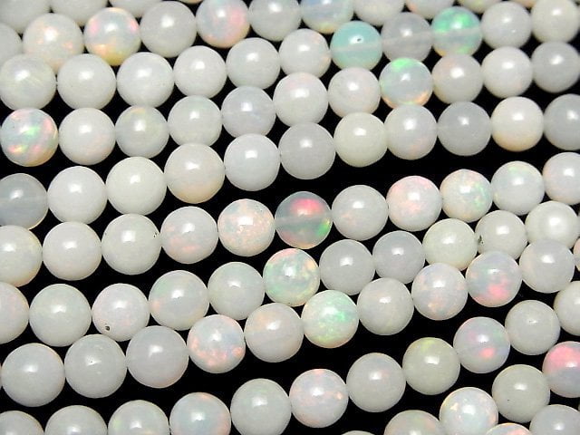 Top-Qualität Milchiger Edelopal AAAA Rund 5-9 mm Größen-Gradation 1 Strang Perlen (ca. 15 Zoll / 38 cm)