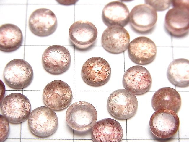 Hochwertiger rosa Epidot AAA- runder Cabochon 6x6mm 5 Stück