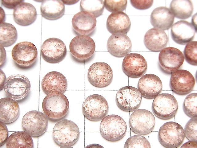 Hochwertiger rosa Epidot AAA- runder Cabochon 6x6mm 5 Stück