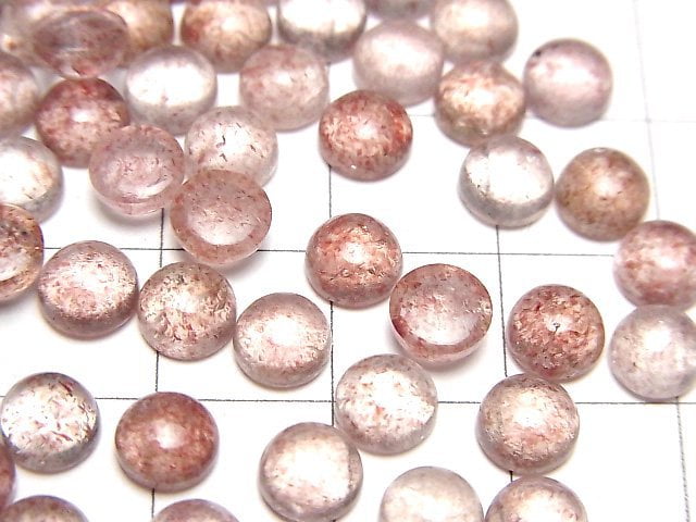 Hochwertiger rosa Epidot AAA- runder Cabochon 6x6mm 5 Stück
