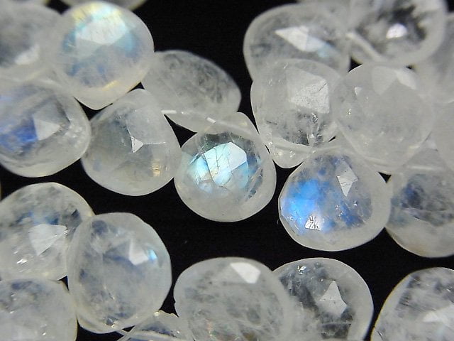 Chestnut Shape, Faceted Briolette, Rainbow Moonstone Gemstone Beads