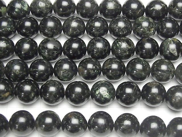 Tanzanian Biotite (Green Mica) Round 14mm half or 1-strand beads (approx. 15 inches/36 cm)