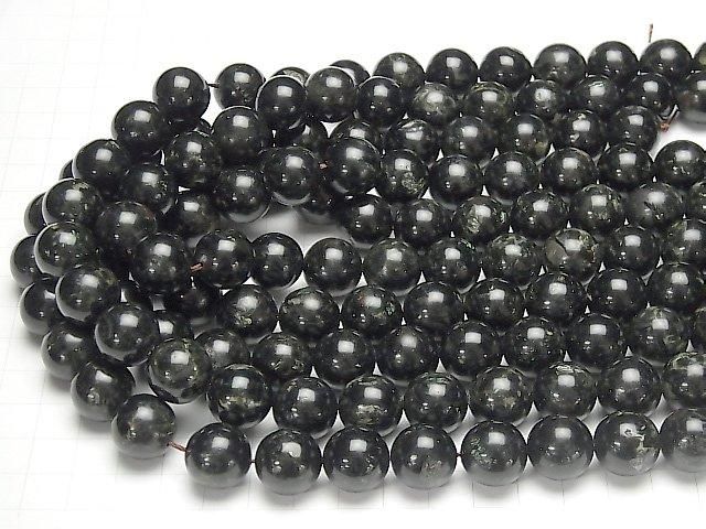 Tanzanian Biotite (Green Mica) Round 14mm half or 1-strand beads (approx. 15 inches/36 cm)