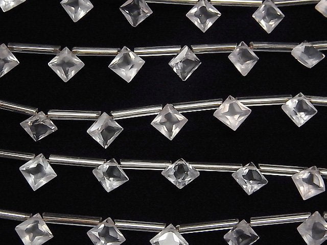 Hochwertiger Rosenquarz AAA Diamant Prinzessschnitt 8x8mm 1Strang Perlen (8Stk)