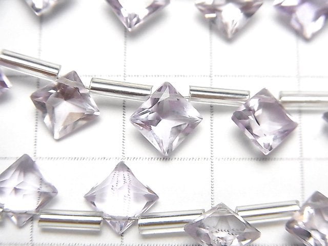 Hochwertiger rosa Amethyst AAA Diamant Prinzessschnitt 8x8mm 1Strang Perlen (8Stk)