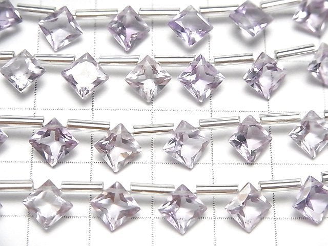 Hochwertiger rosa Amethyst AAA Diamant Prinzessschnitt 8x8mm 1Strang Perlen (8Stk)