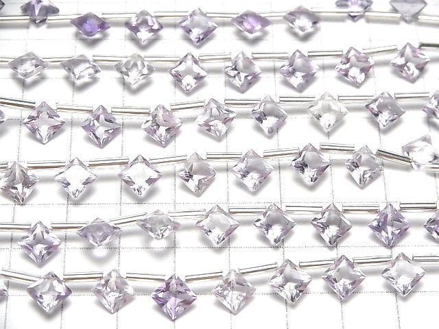 Hochwertiger rosa Amethyst AAA Diamant Prinzessschnitt 8x8mm 1Strang Perlen (8Stk)