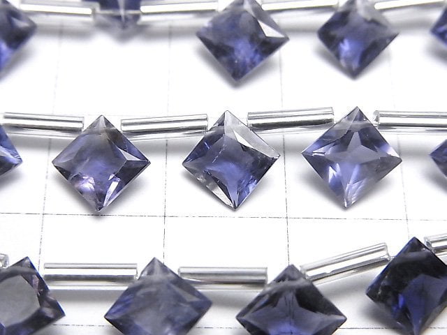 Hochwertiger Iolith AAA Diamant Prinzessschnitt 8 x 8 mm 1 Strang (8 Stk)