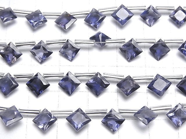 Hochwertiger Iolith AAA Diamant Prinzessschnitt 8 x 8 mm 1 Strang (8 Stk)